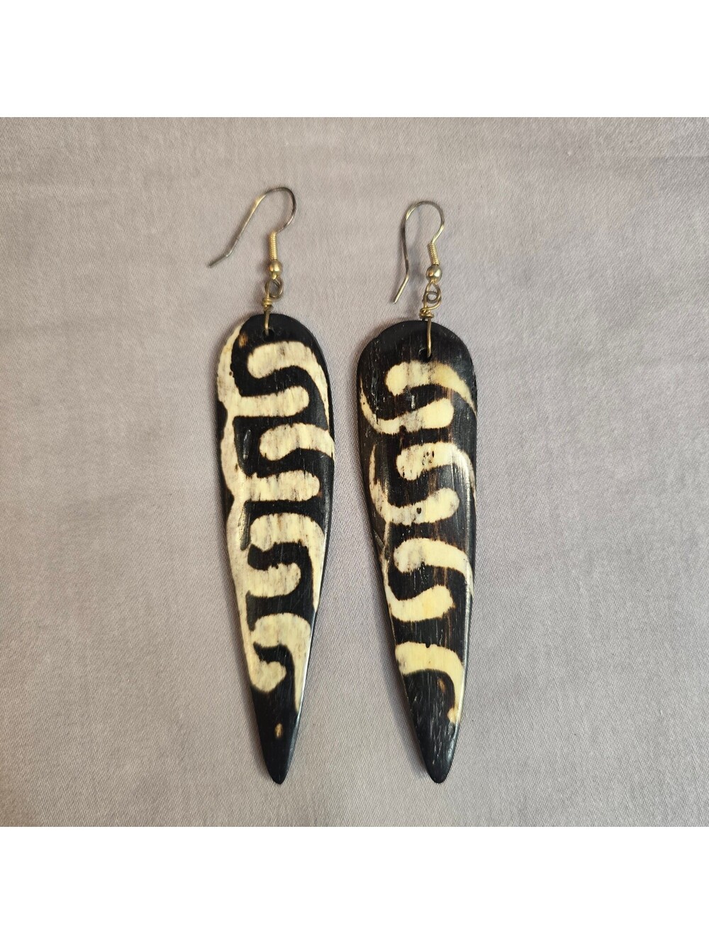 Handcrafted Kenyan Batik Bone Statement Earrings